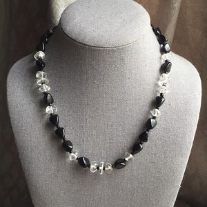 vintage black clear glass necklace